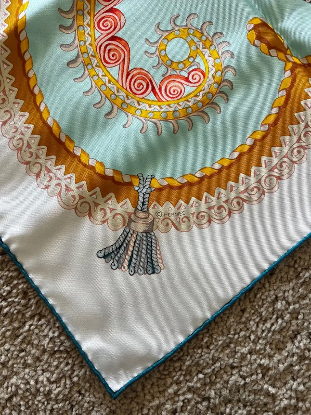 Authenticated Hermès Paris Pegase Silk Scarf, made in France